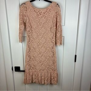 Calvin Klein Peach Blush Lace Floral Lined Weddng Dress Formal Size 10  f